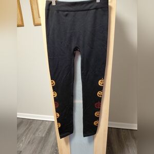 Black French Laundry Halloween Leggings Pants Orange Gold Pumpkins Bling